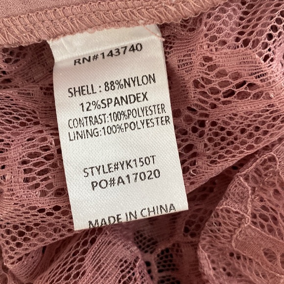 After Market rose coloured long sleeved lace blouse. Elastic at wrists. Size S - Picture 10 of 11